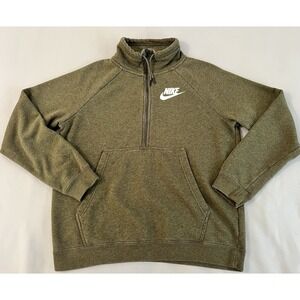 Nike Green Fleece Half Zip Pullover Fleece Sweater Mens Sz Medium Olive Green‎